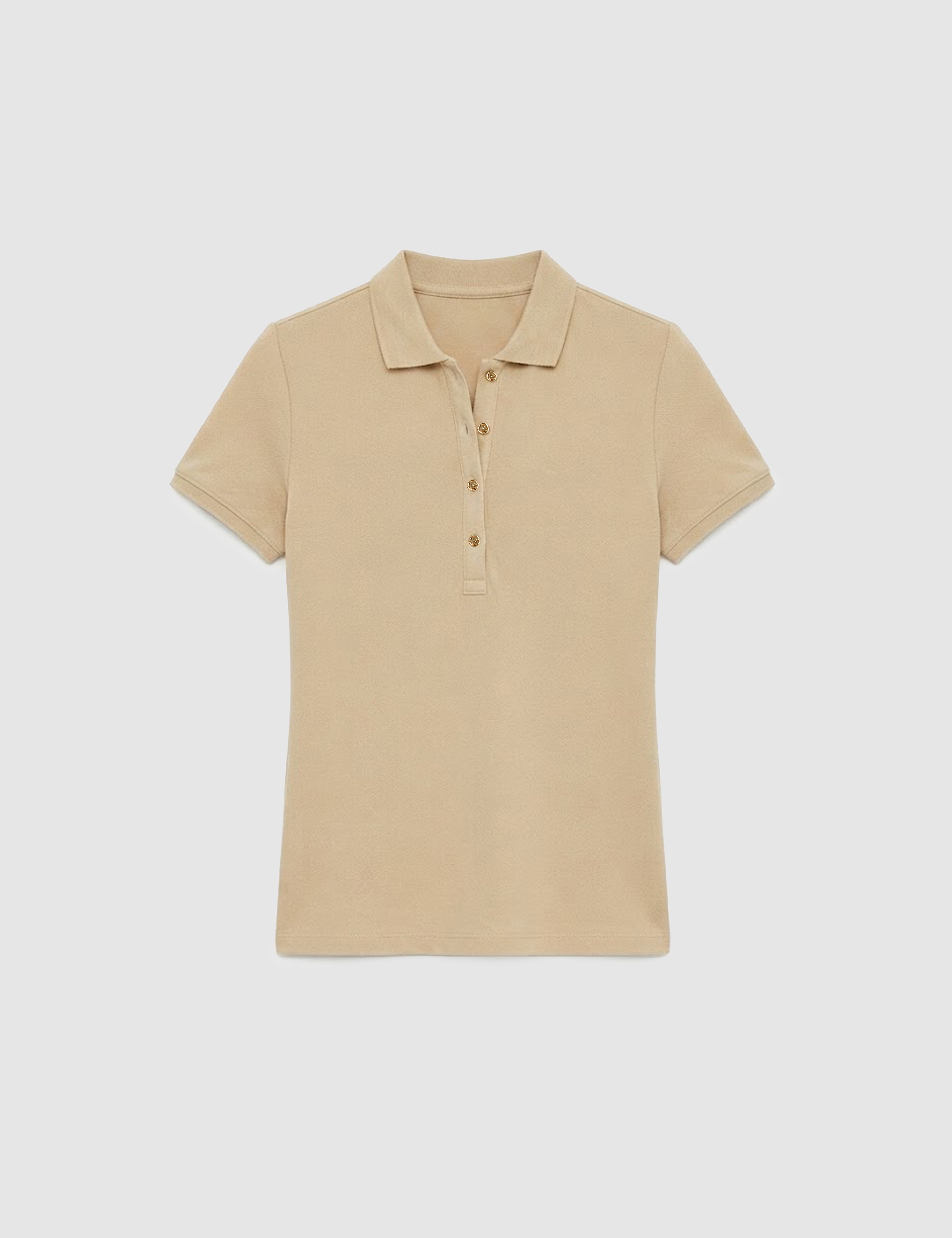 Bej Slim Fit Pamuklu Polo Yaka Basic Tişört - Image 7