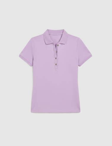 Lila Slim Fit Pamuklu Polo Yaka Basic Tişört