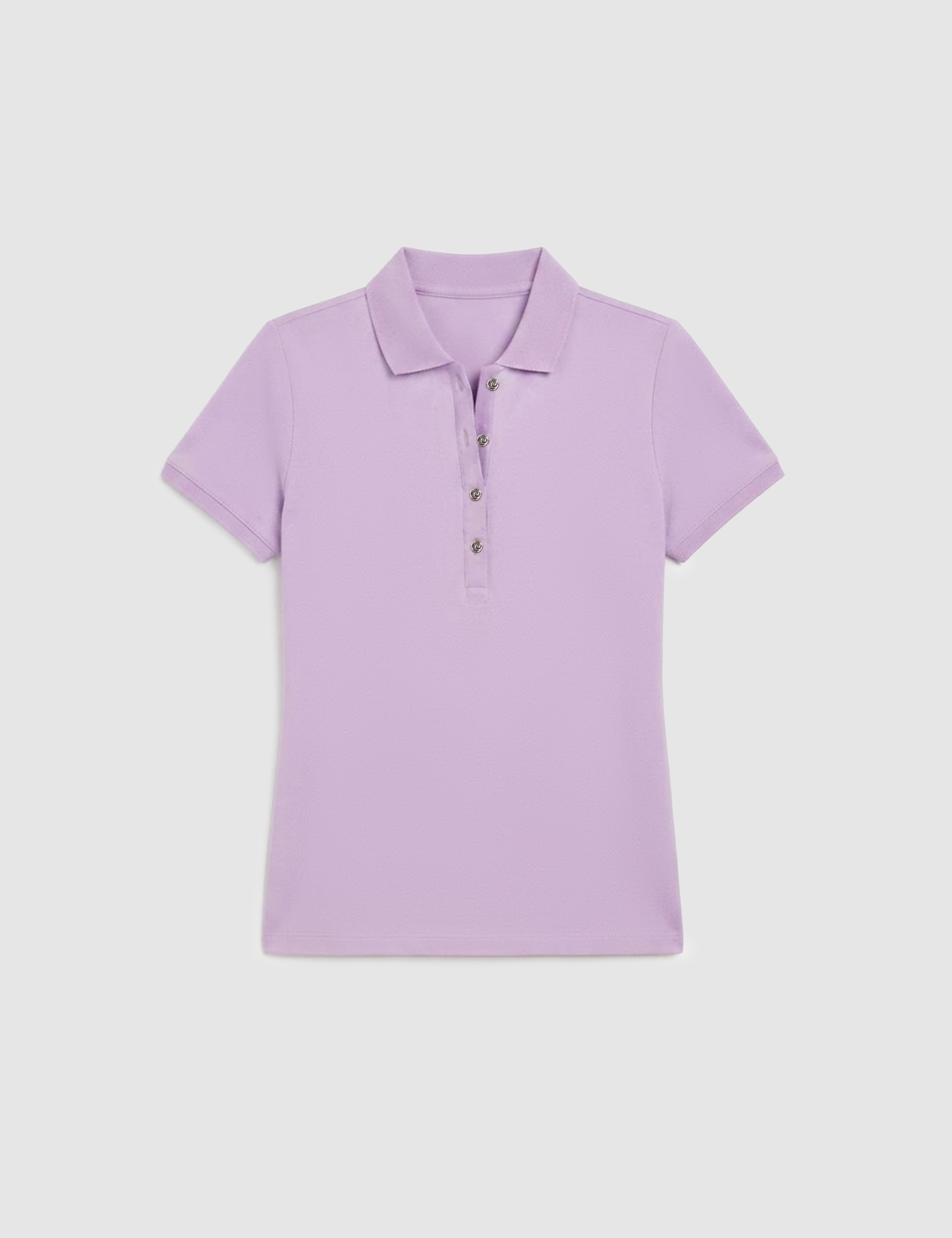 Lila Slim Fit Pamuklu Polo Yaka Basic Tişört