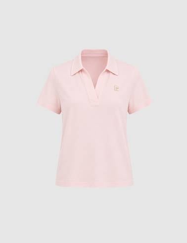 Açık Pembe A Kesim Comfort Polo Yaka Basic Tişört