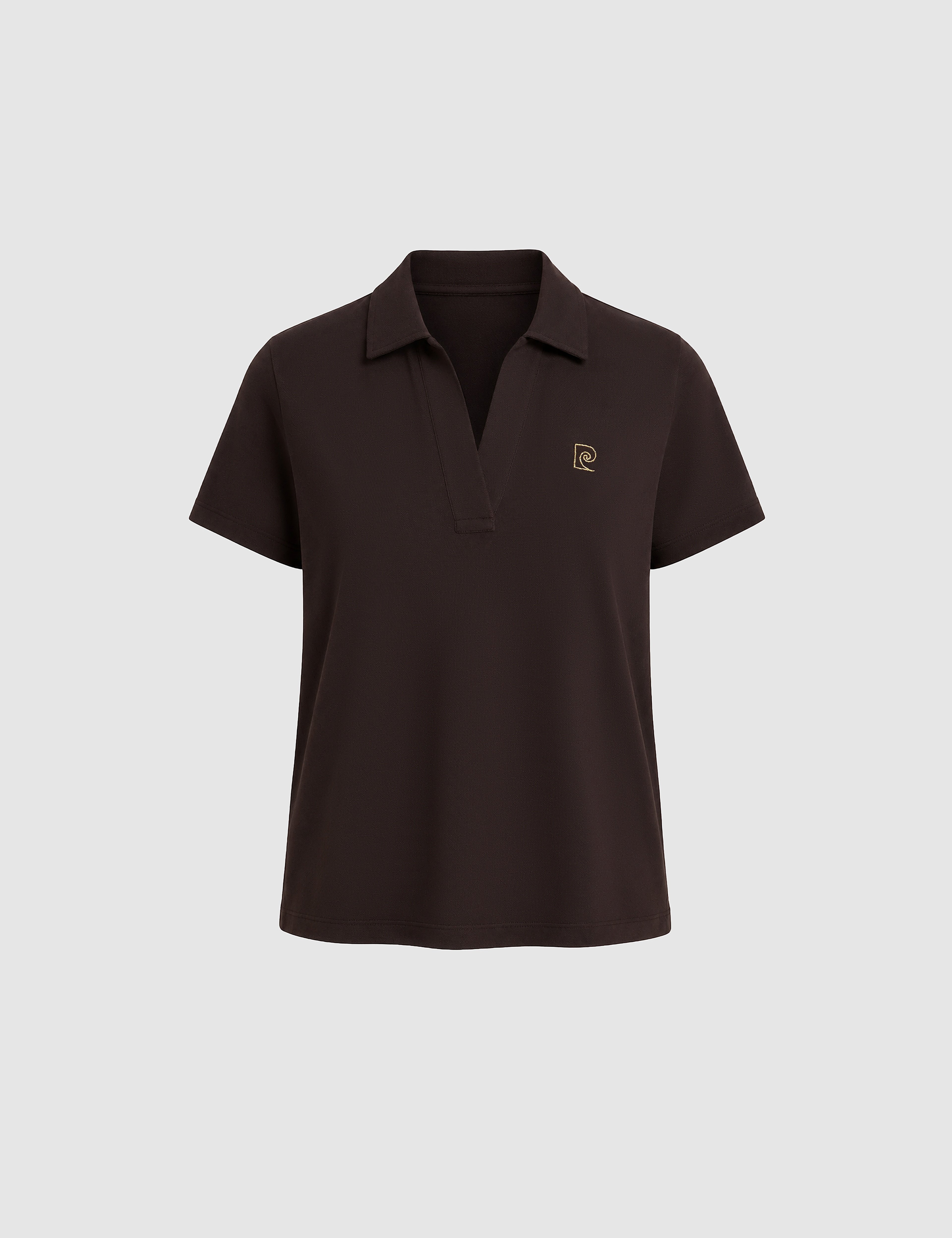 Kahverengi A Kesim Comfort Polo Yaka Basic Tişört