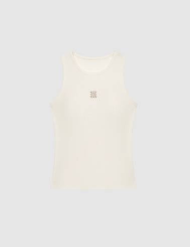 Ekru Slim Fit Örme Bluz