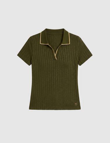 Haki Slim Fit Polo Yaka Basic Tişört