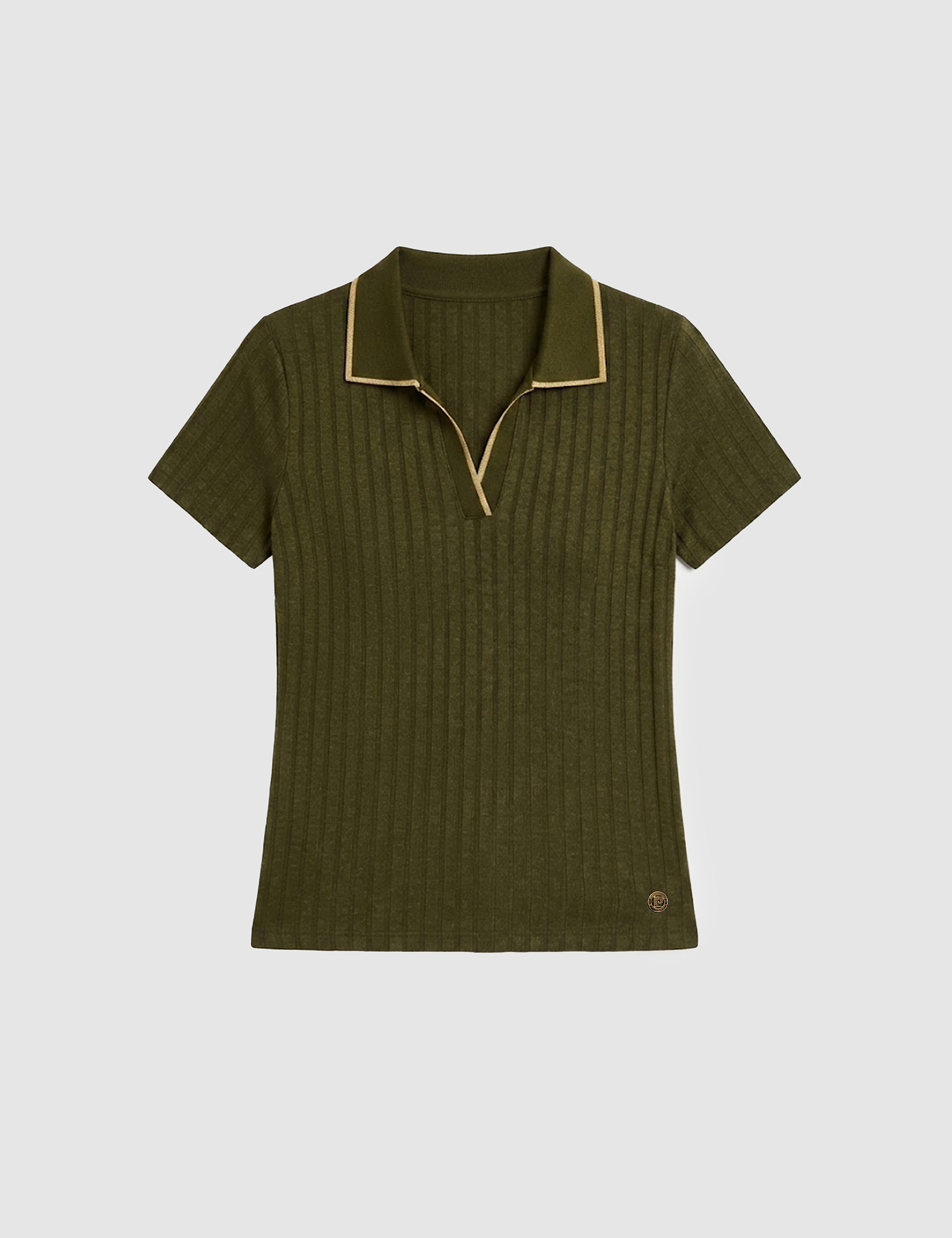 Haki Slim Fit Polo Yaka Basic Tişört - Image 7