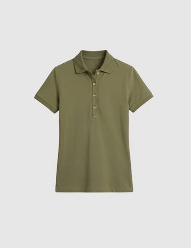 Haki Slim Fit Pamuklu Polo Yaka Basic Tişört