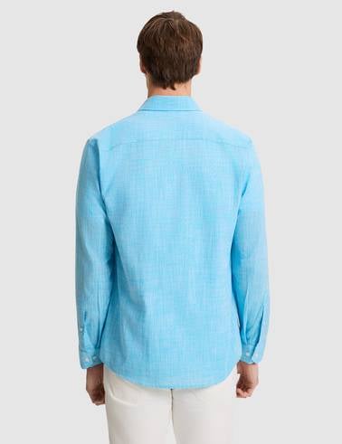 Aqua Keten Görünümlü Slim Fit Uzun Kollu Gömlek