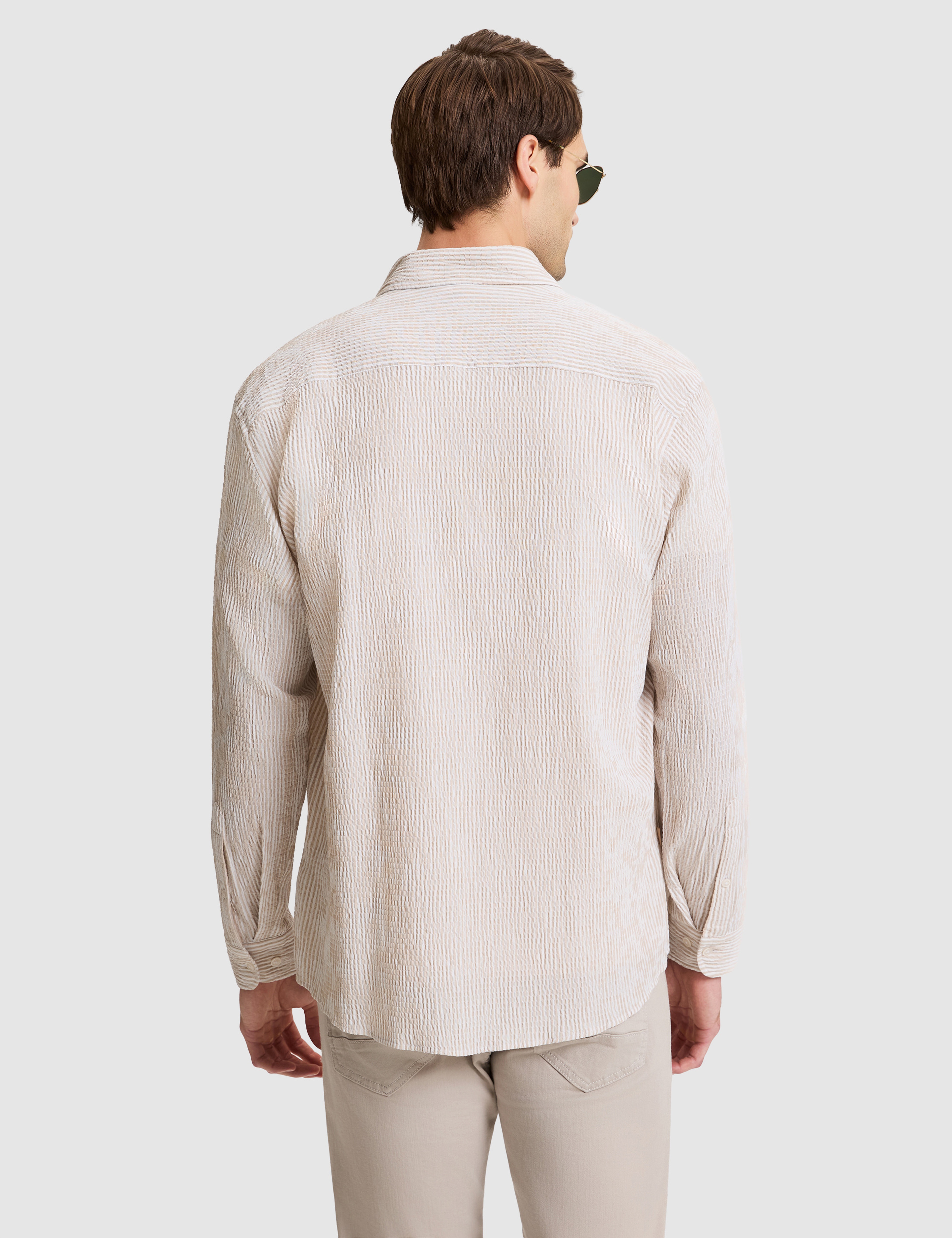 Bej Regular Fit Uzun Kollu Gömlek - Image 5
