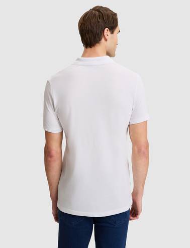 Beyaz Slim Fit %100 Pamuk Kıvrılmaz Düğmeli Polo Yaka Basic Tişört