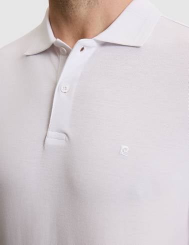 Beyaz Slim Fit %100 Pamuk Kıvrılmaz Düğmeli Polo Yaka Basic Tişört