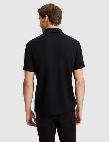Siyah Regular Fit Fermuarlı Polo Yaka Tişört