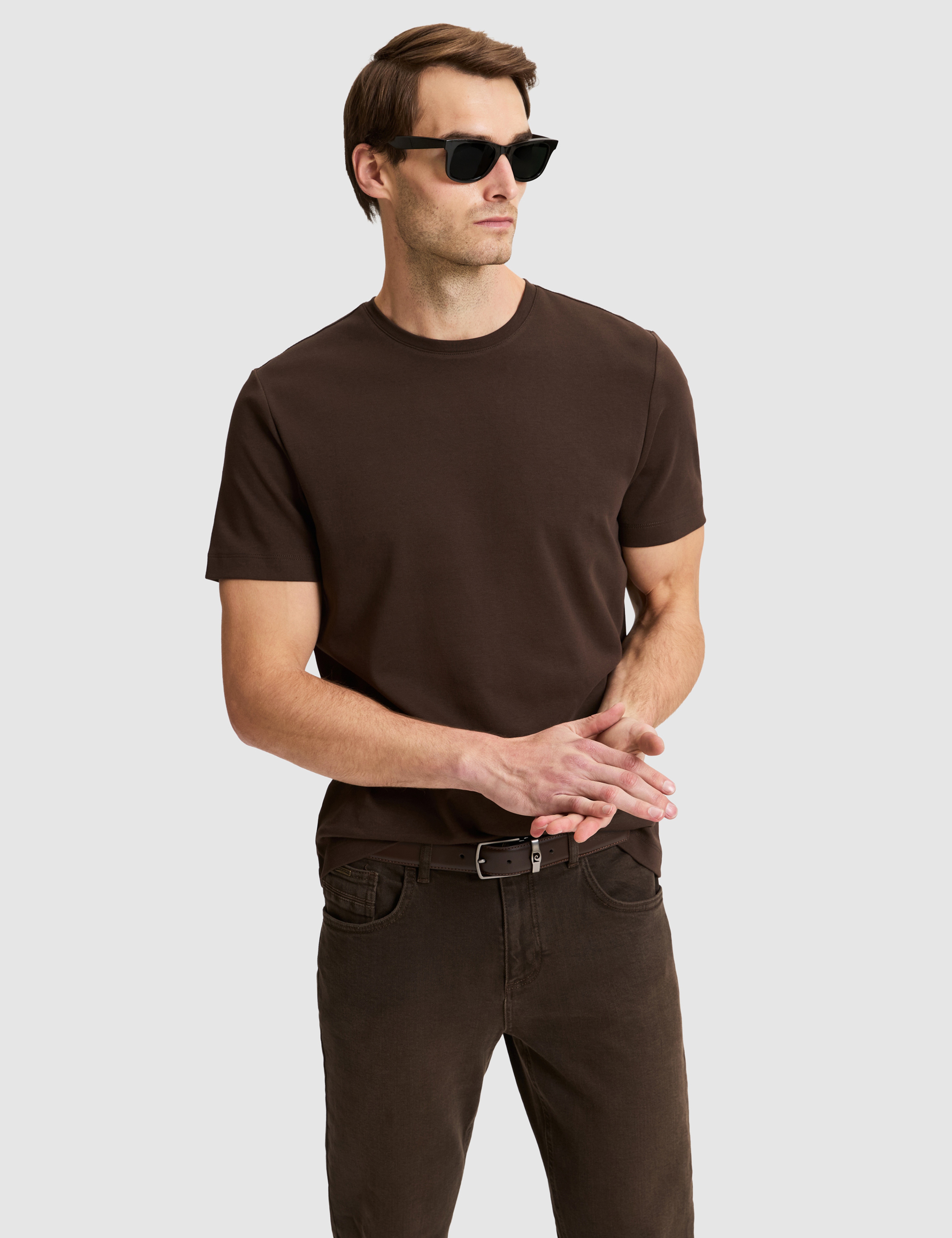 Koyu Kahverengi Regular Fit Basic Tişört