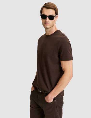 Koyu Kahverengi Regular Fit Basic Tişört