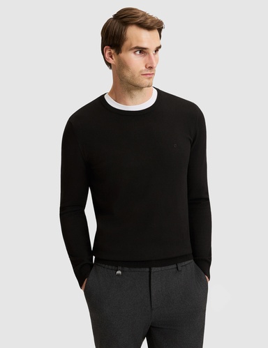 Siyah Slim Fit Basic Kazak