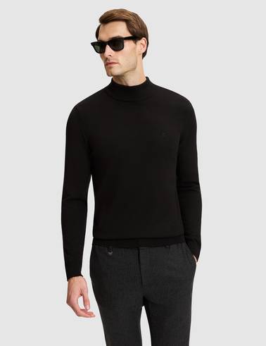Siyah Slim Fit Basic Kazak