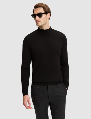 Siyah Slim Fit Basic Kazak