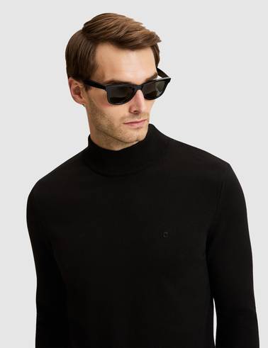 Siyah Slim Fit Basic Kazak
