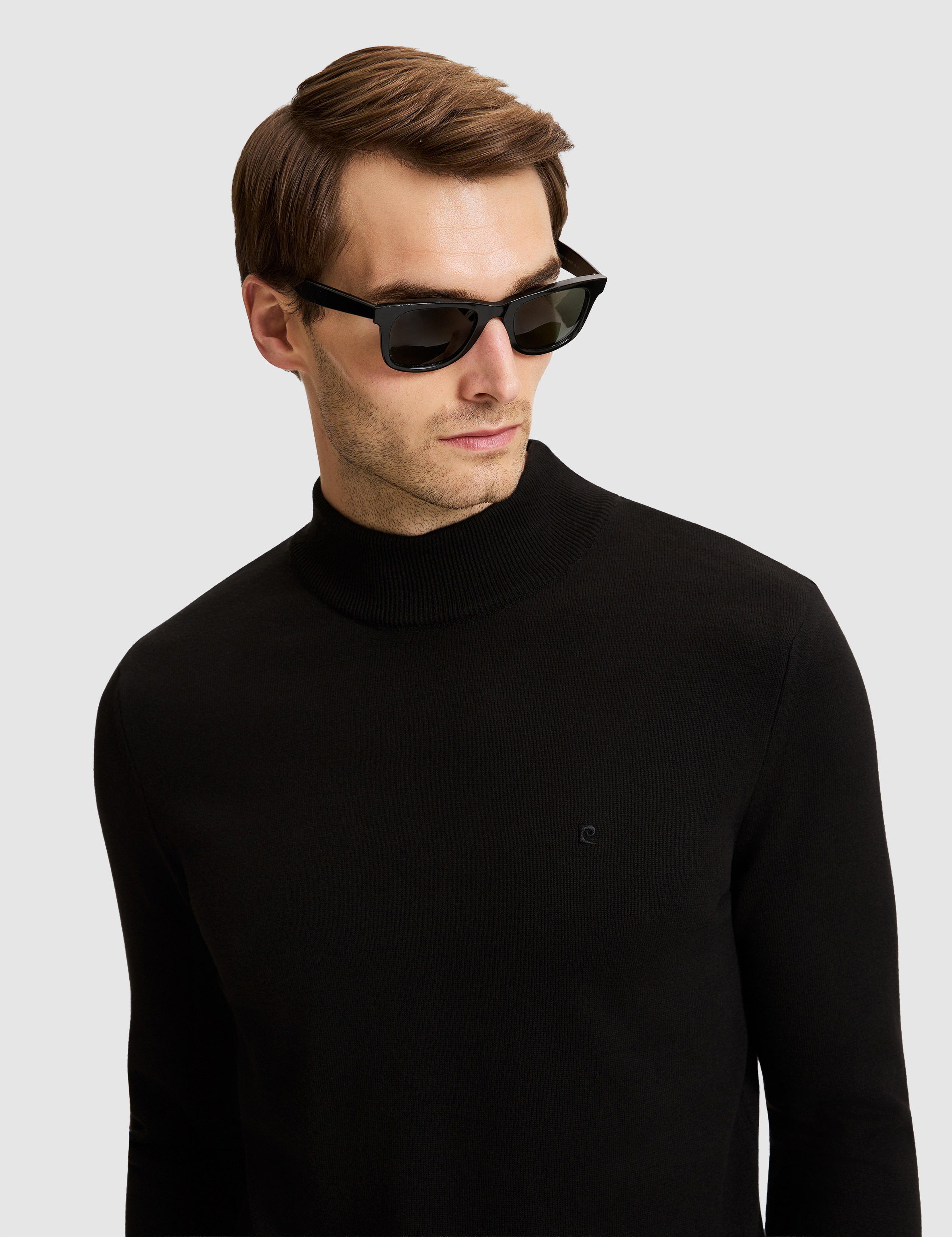 Siyah Slim Fit Basic Kazak - Image 2