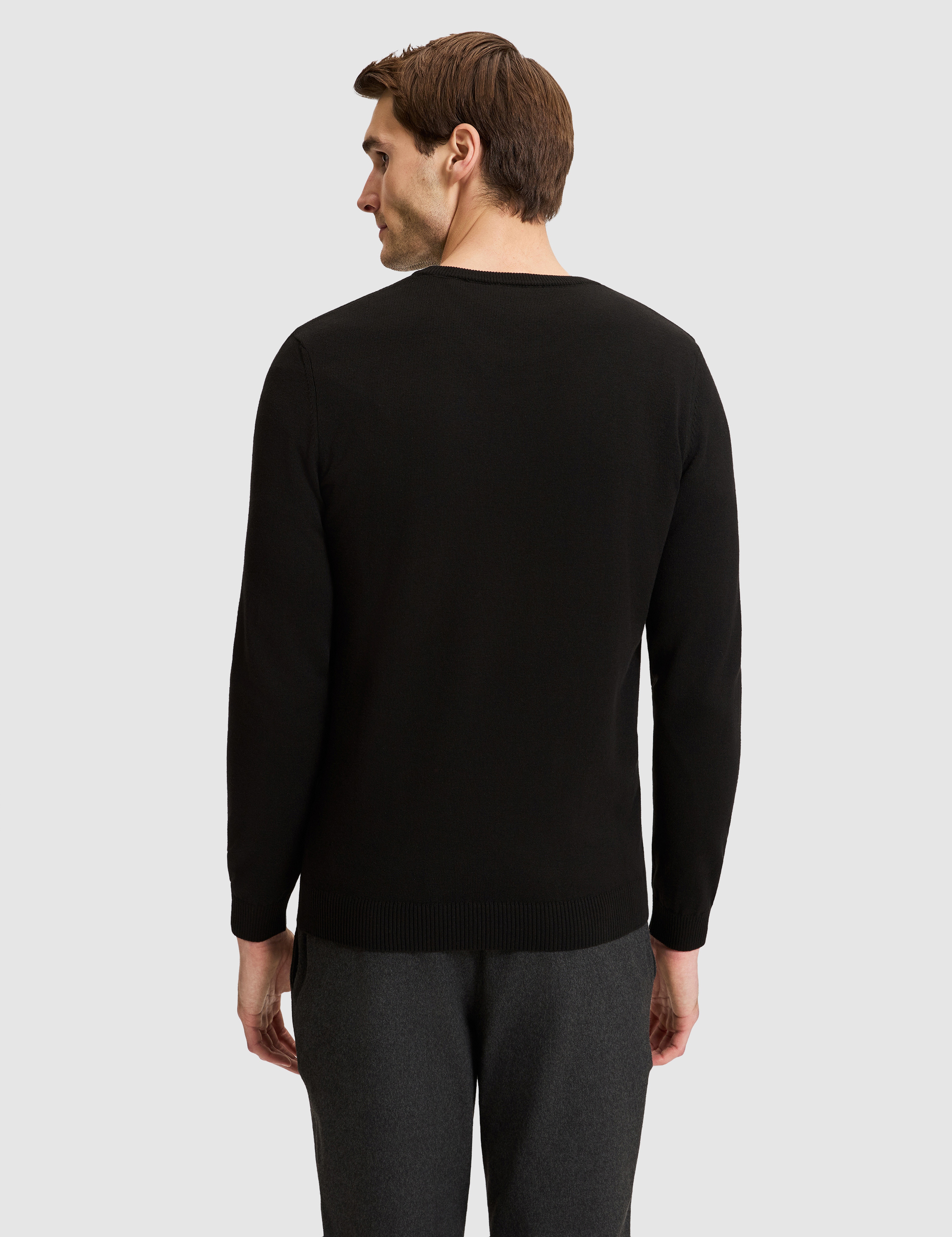 Siyah Slim Fit Basic Kazak - Image 5