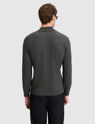 Koyu Gri Melanj Slim Fit Basic Kazak
