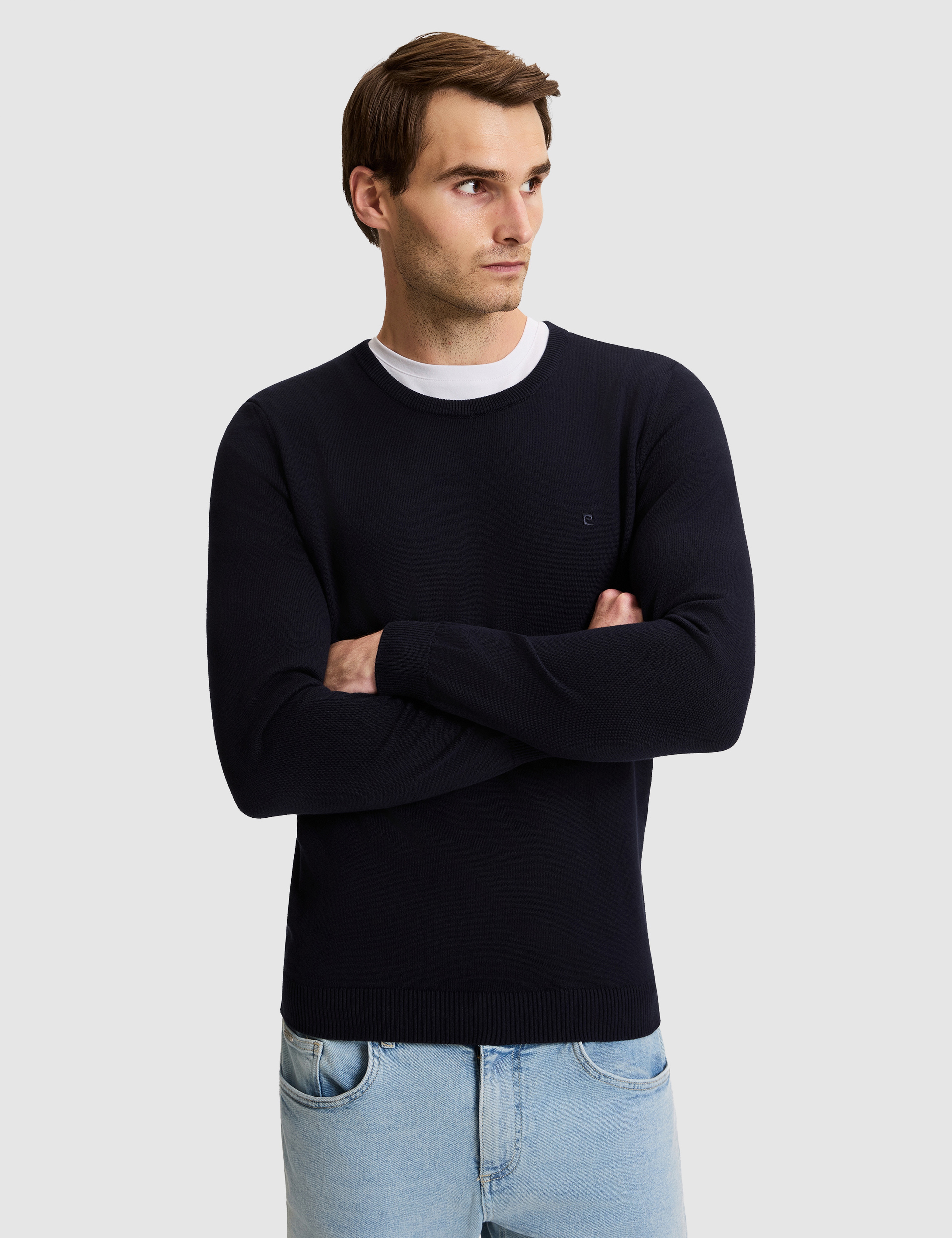 Lacivert Slim Fit Basic Kazak - Image 4