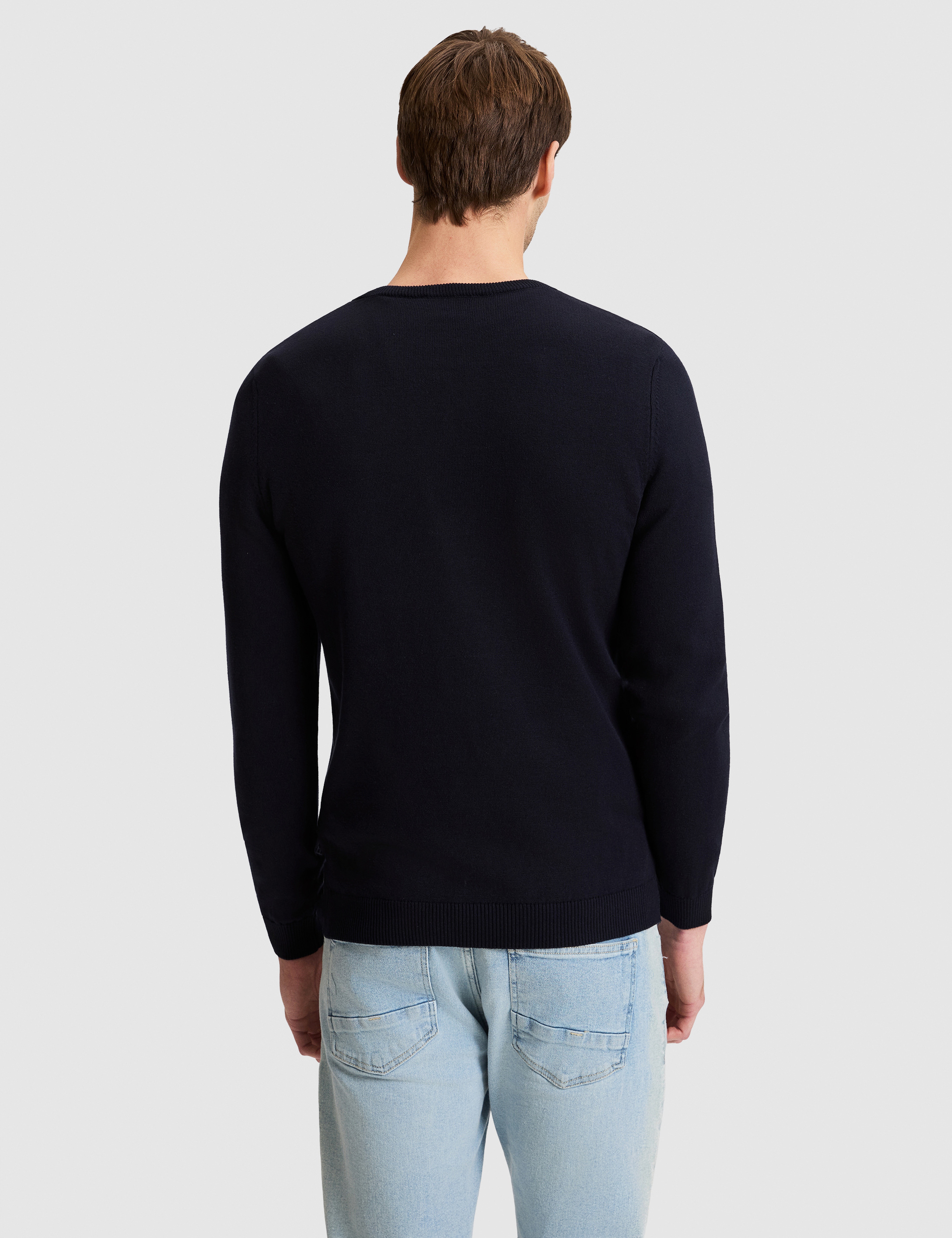 Lacivert Slim Fit Basic Kazak - Image 6