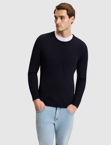 Lacivert Slim Fit Basic Kazak
