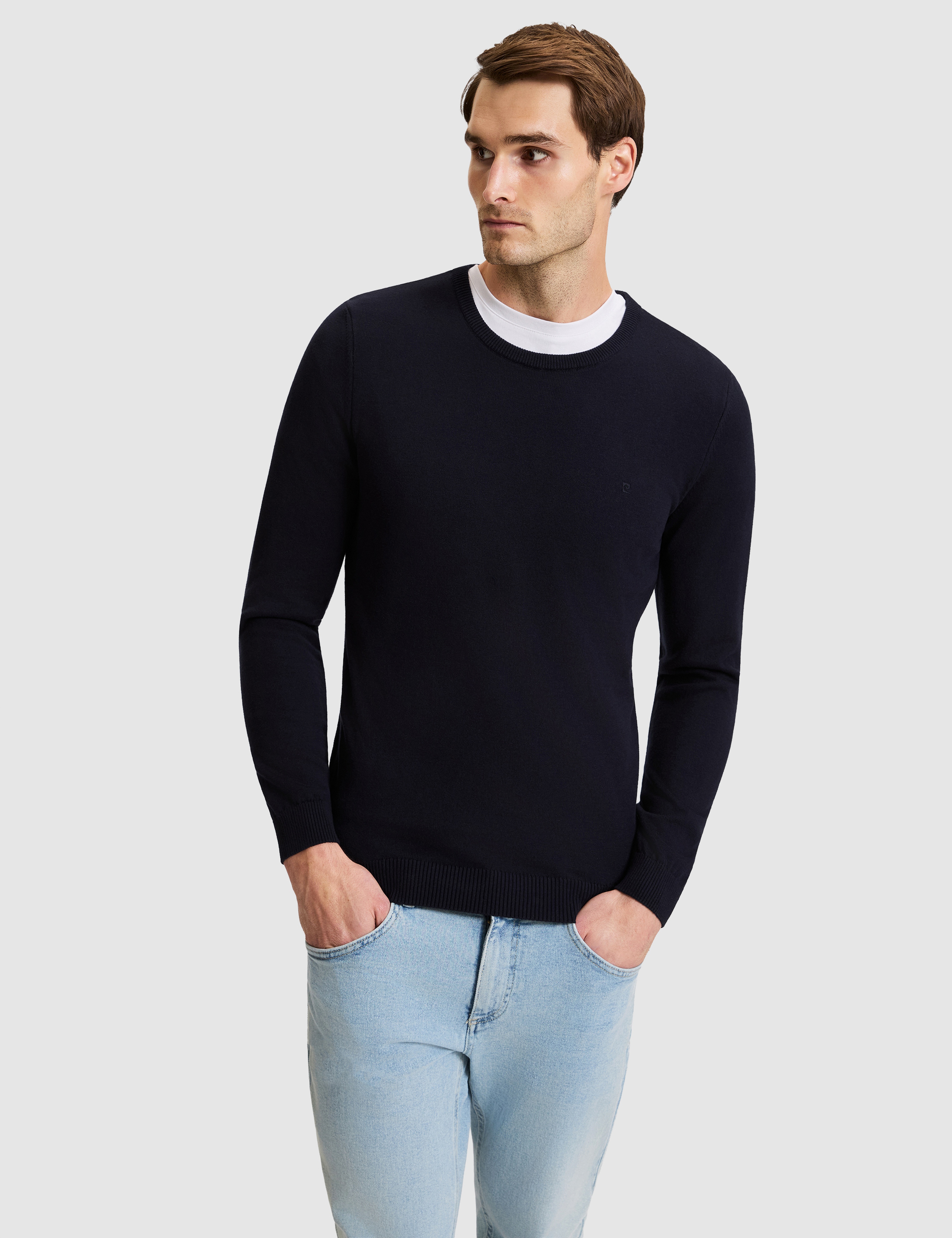 Lacivert Slim Fit Basic Kazak