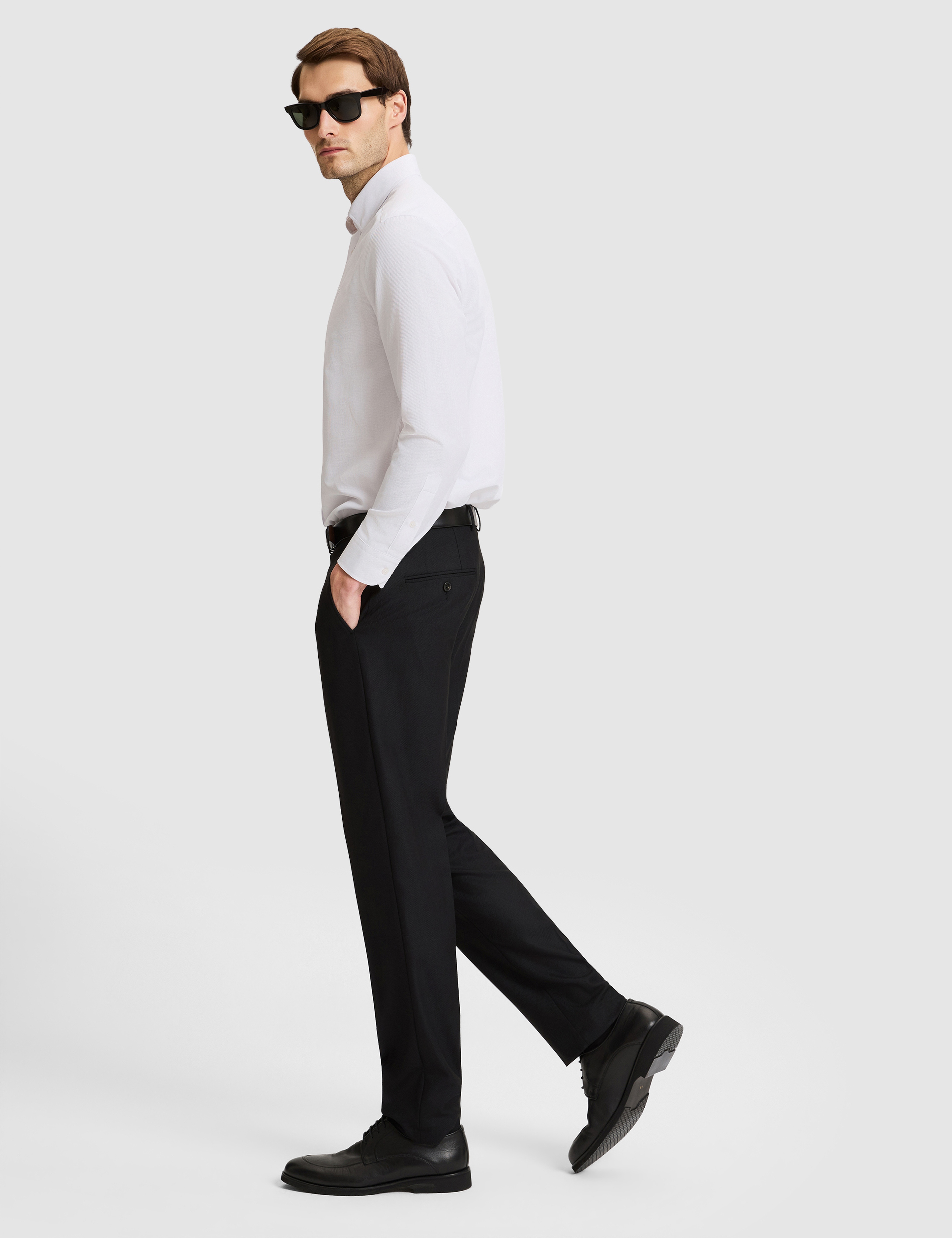 Siyah SLIM TAILORED Kumaş Pantolon - Image 3