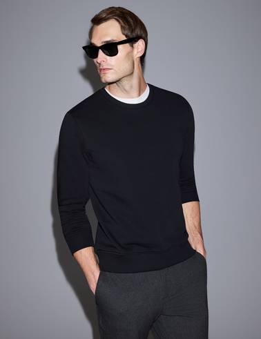 Siyah Regular Fit Basic Sweatshirt