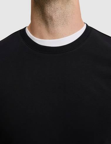 Siyah Regular Fit Basic Sweatshirt