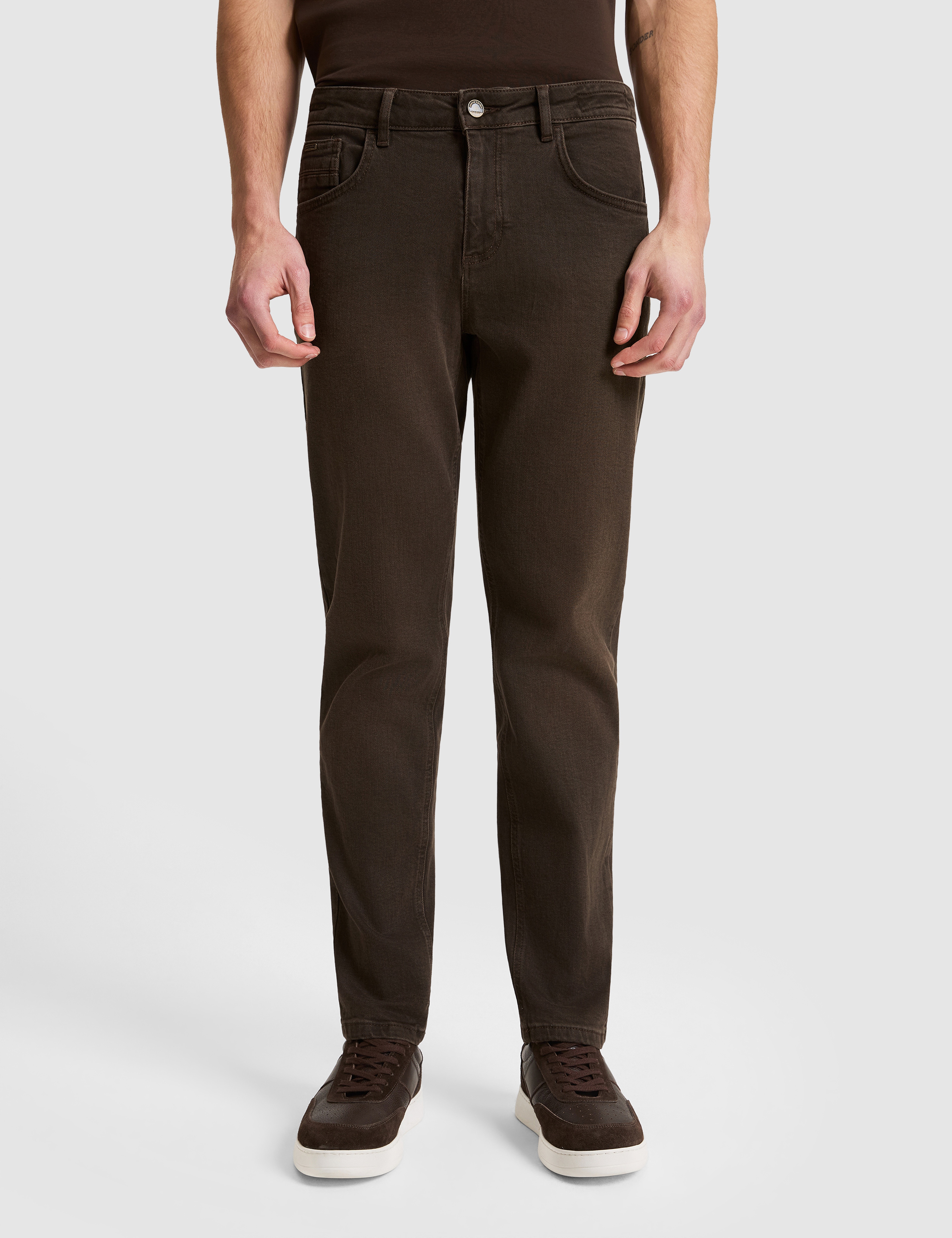 Koyu Kahverengi New Slim Fit Jean Pantolon - Image 2