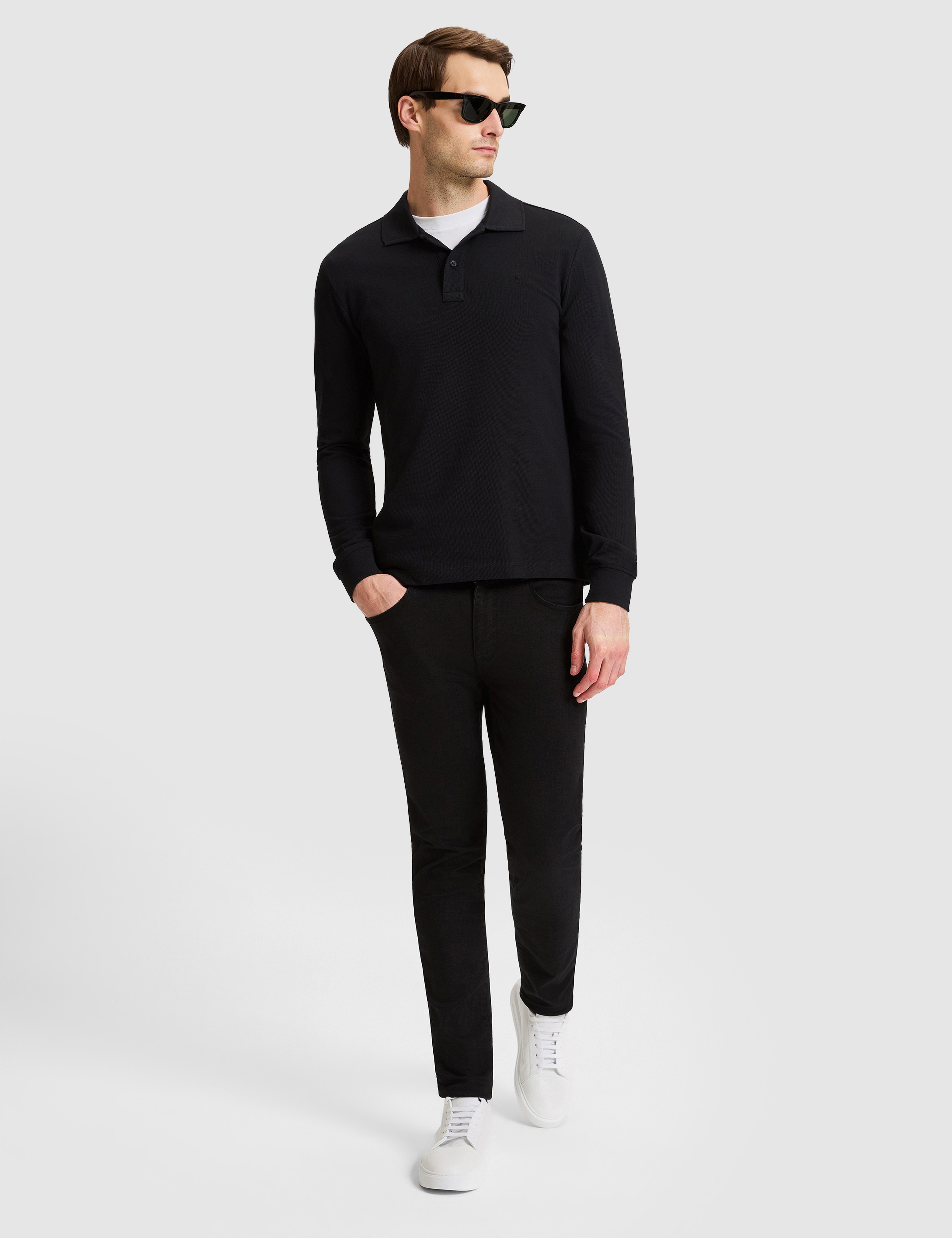 Siyah Slim Fit Basic Sweatshirt - Image 5