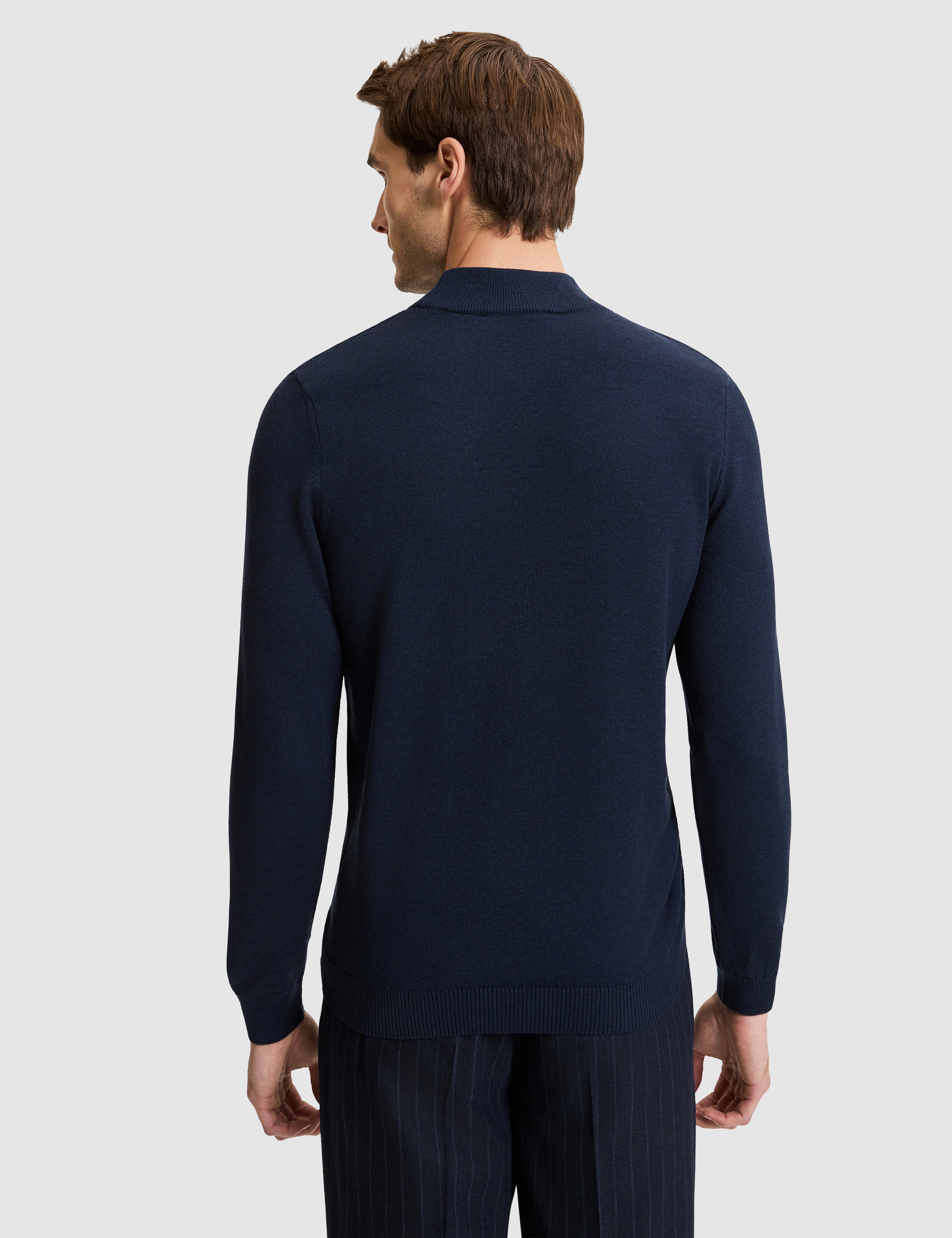 Lacivert Melanj Slim Fit Basic Kazak - Image 5