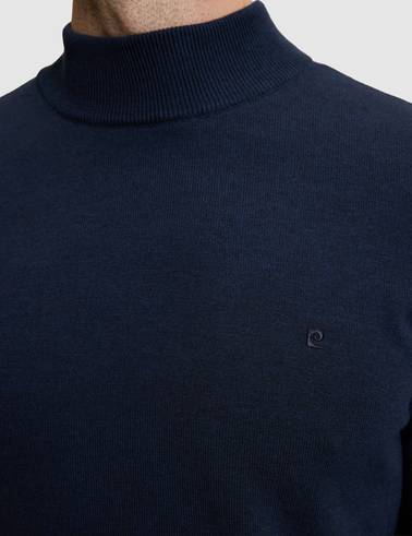 Lacivert Melanj Slim Fit Basic Kazak