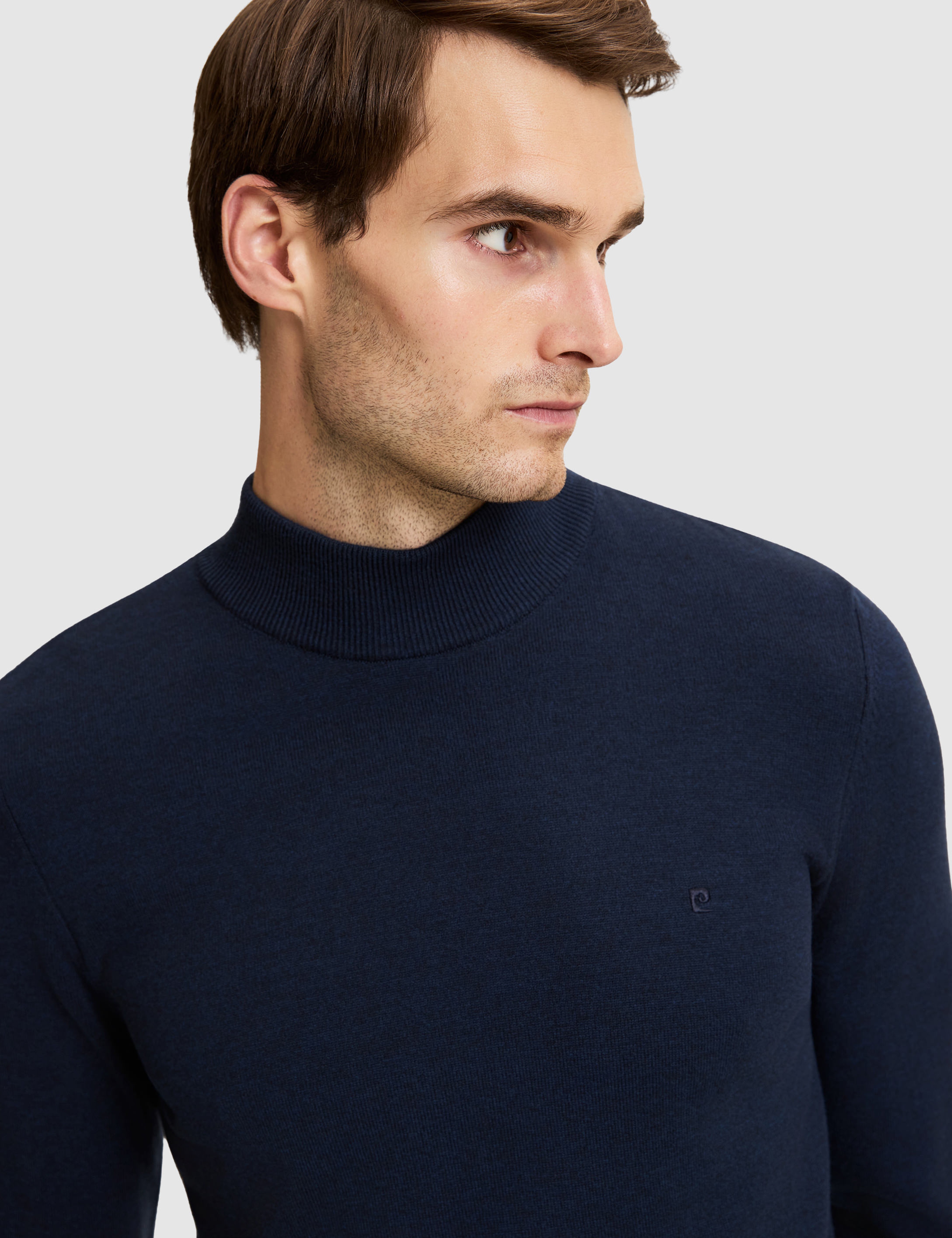 Lacivert Melanj Slim Fit Basic Kazak