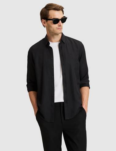 Siyah Slim Fit Uzun Kollu Gömlek