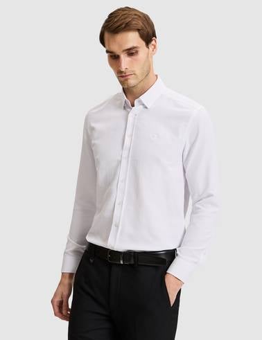 Beyaz Slim Fit Uzun Kollu Gömlek