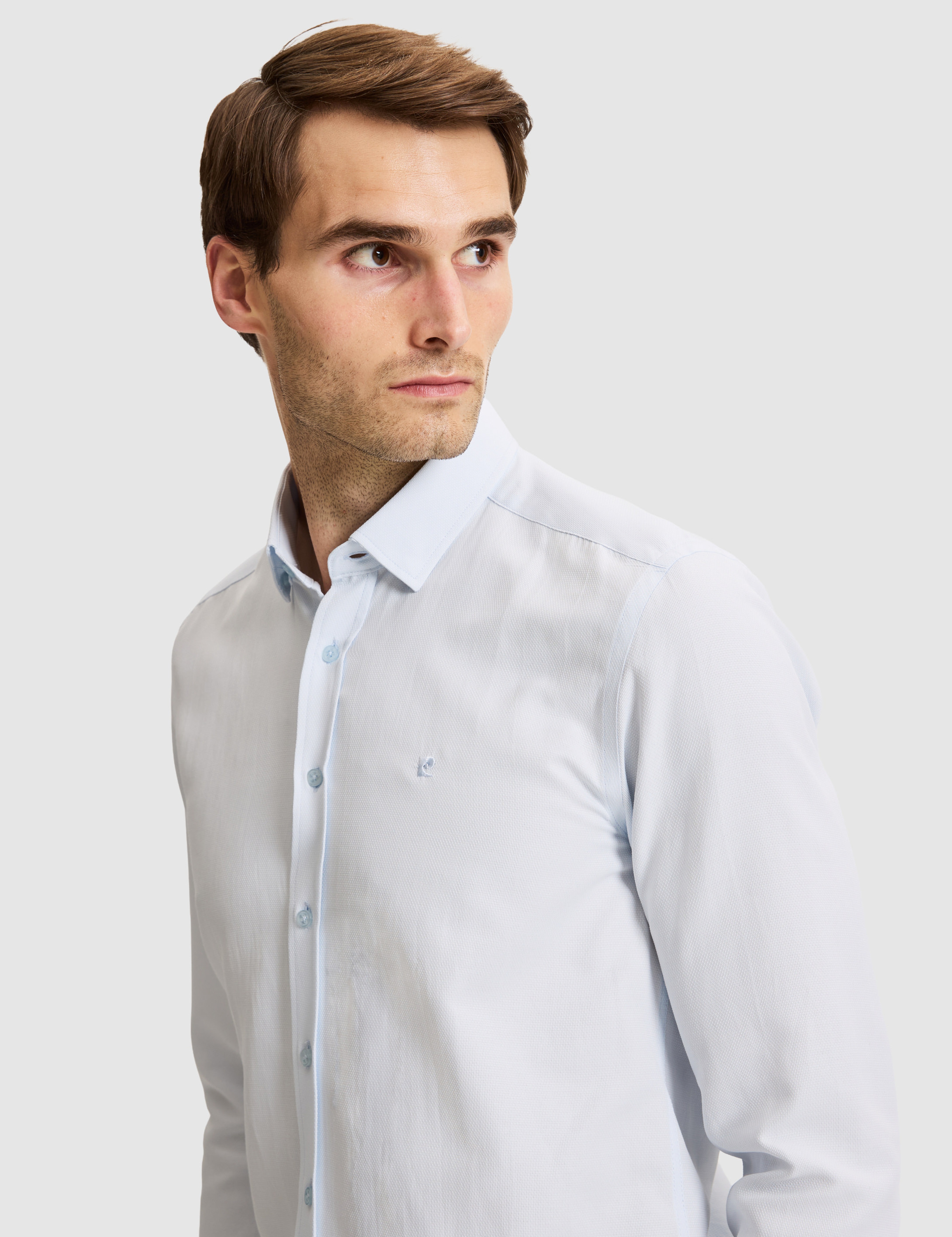 Açık Mavi Slim Fit Uzun Kollu Gömlek - Image 2