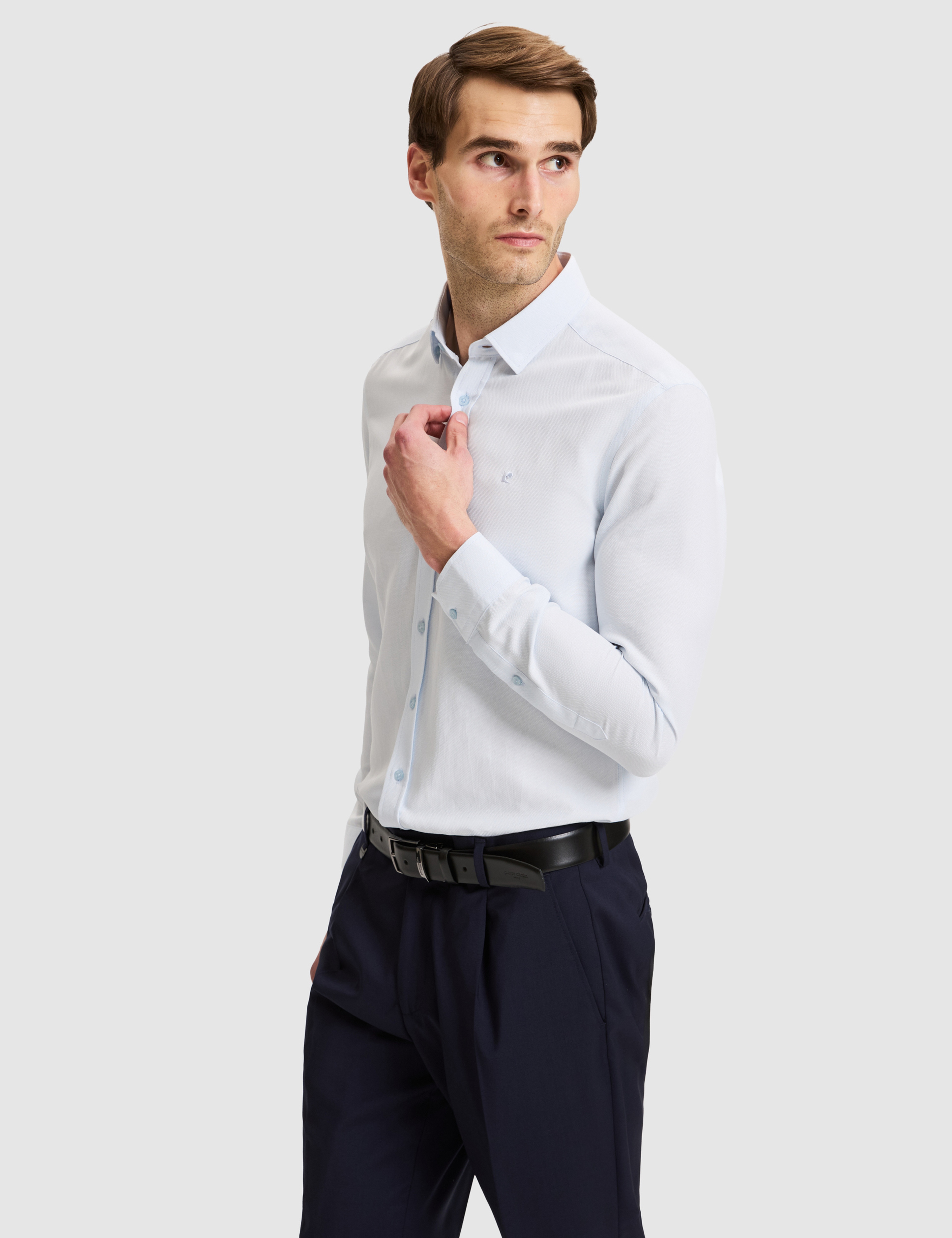 Açık Mavi Slim Fit Uzun Kollu Gömlek - Image 1