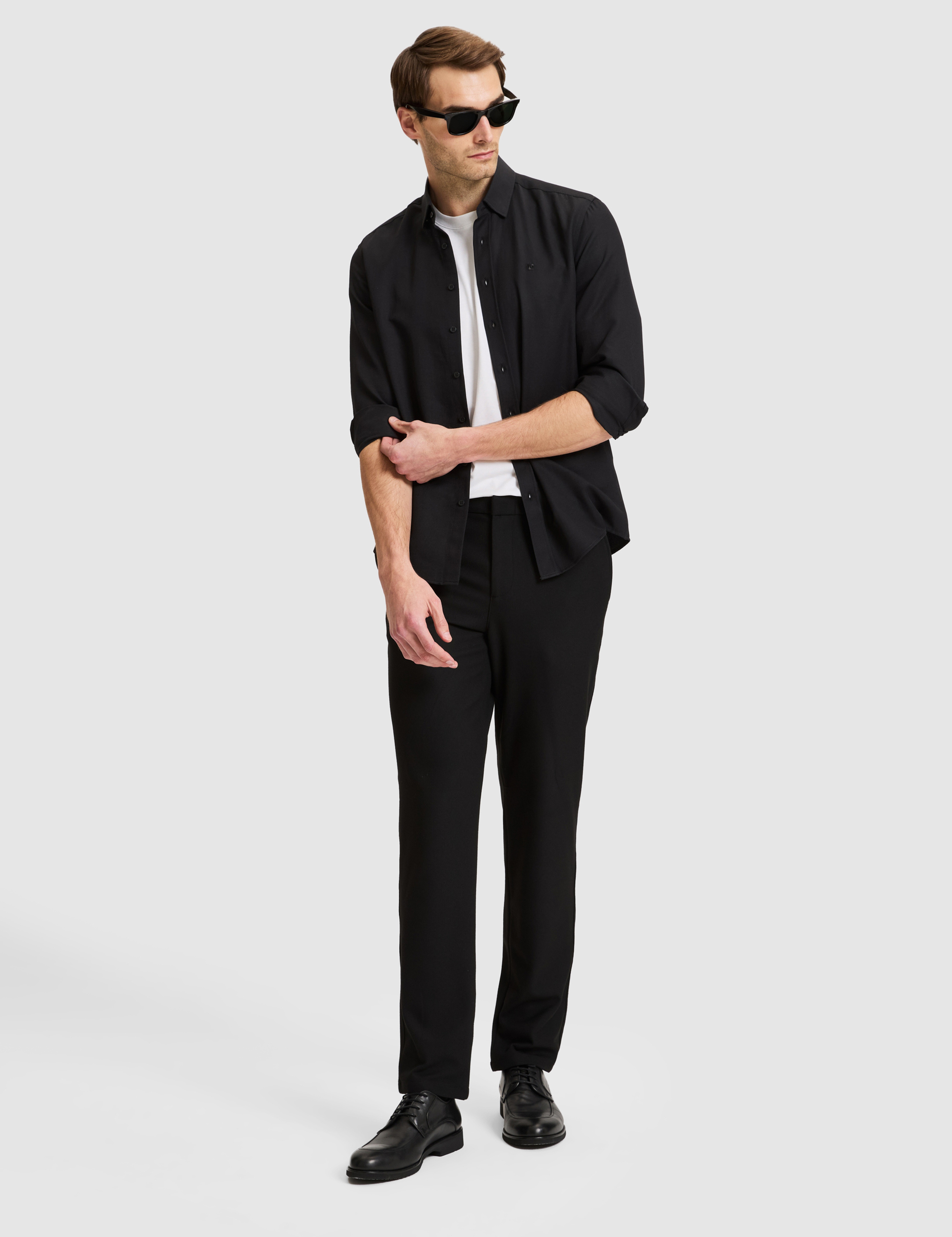 Siyah Slim Fit Uzun Kollu Gömlek - Image 4