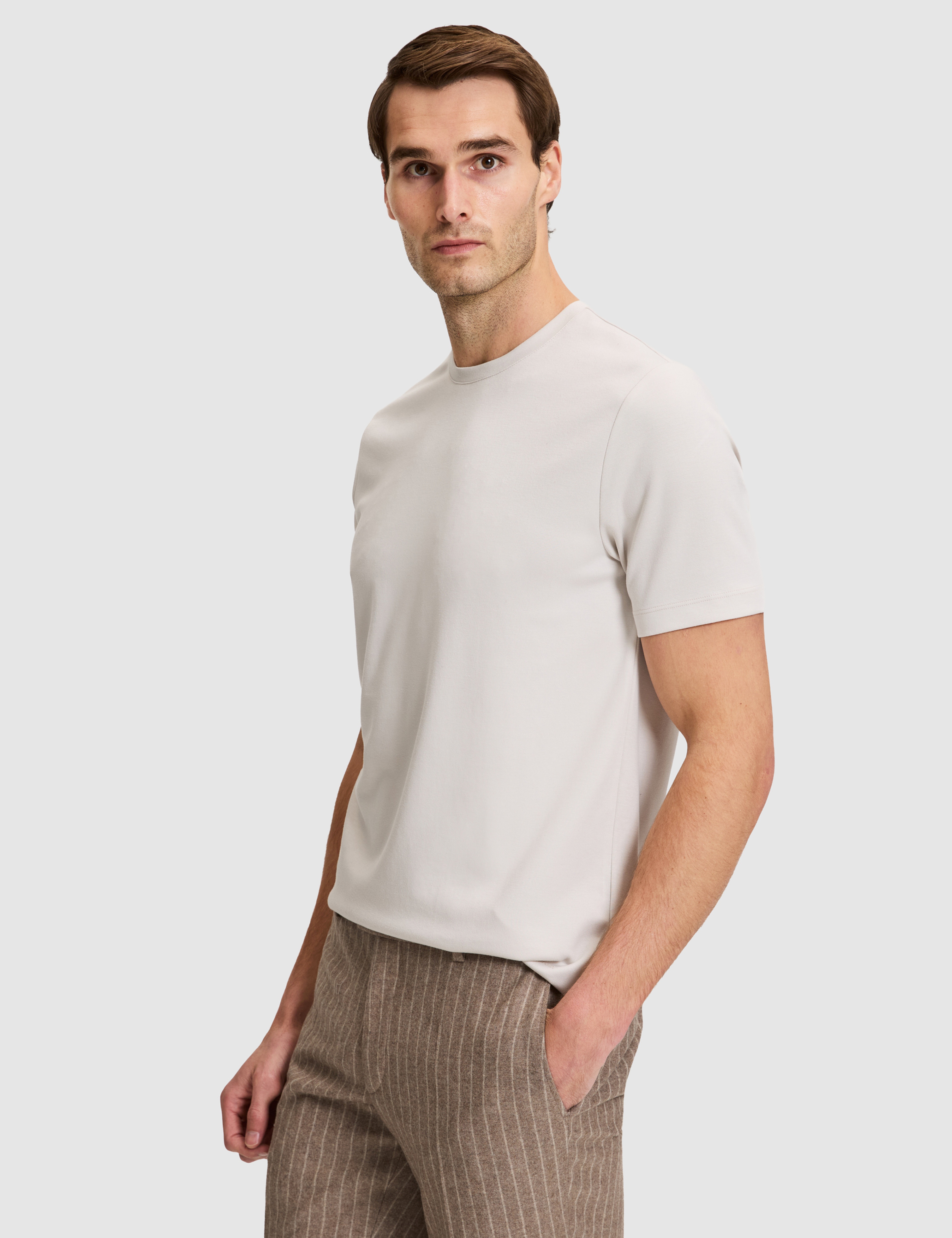 Bej Regular Fit Basic Tişört