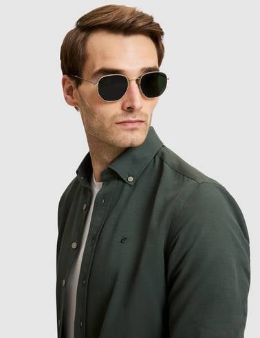 Koyu Haki Slim Fit Uzun Kollu Gömlek