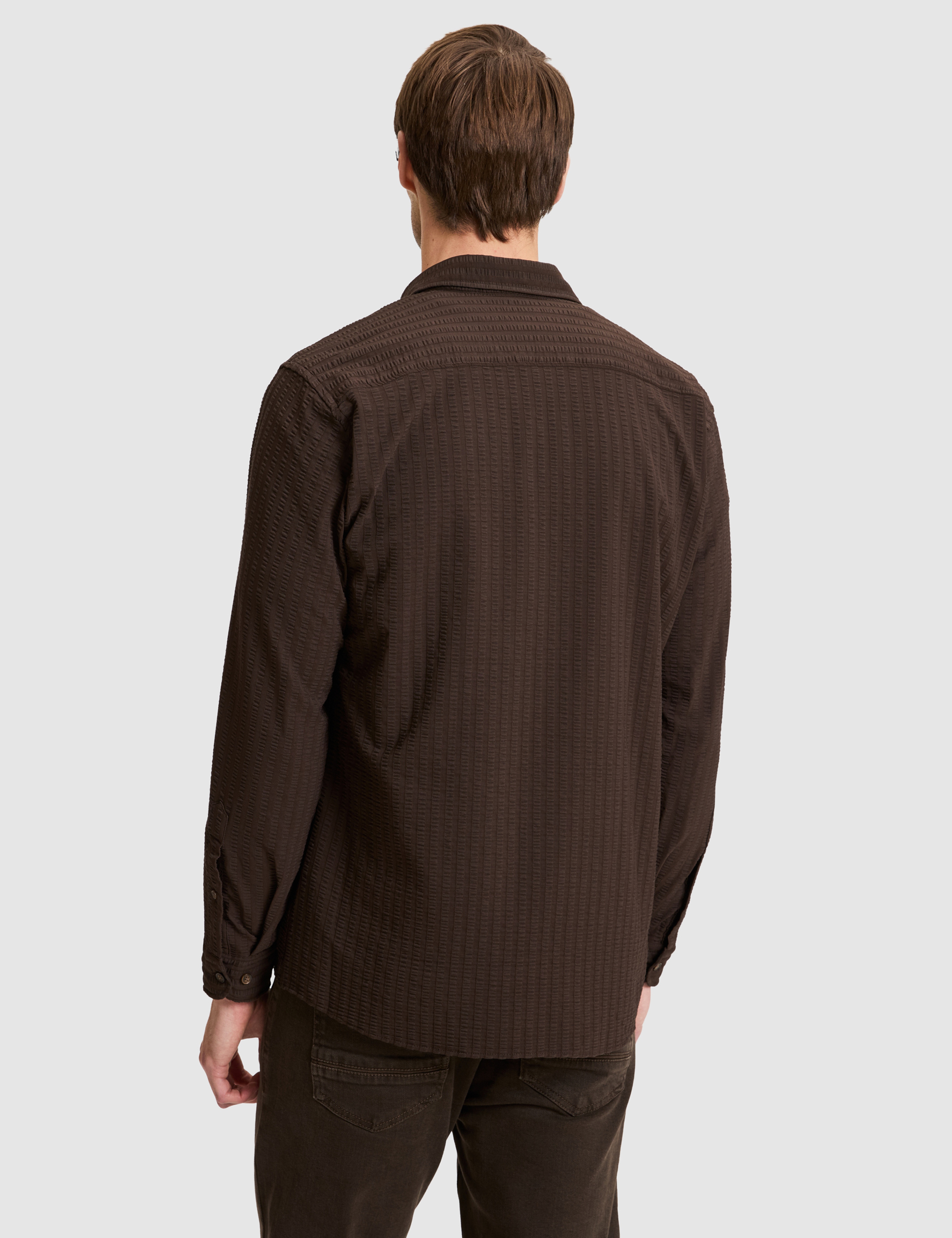 Koyu Kahverengi Regular Fit Uzun Kollu Gömlek - Image 6