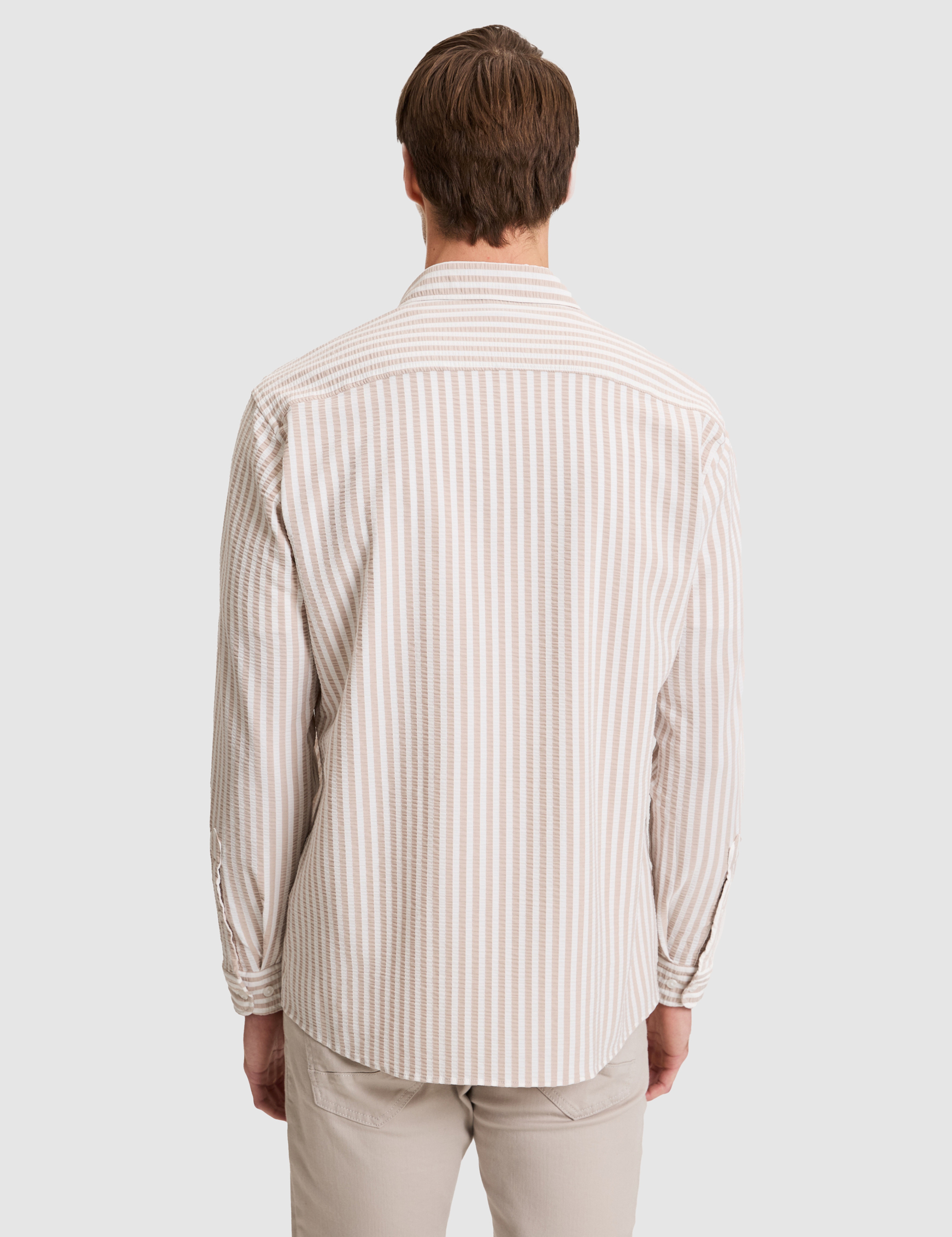 Bej Regular Fit Uzun Kollu Gömlek - Image 5