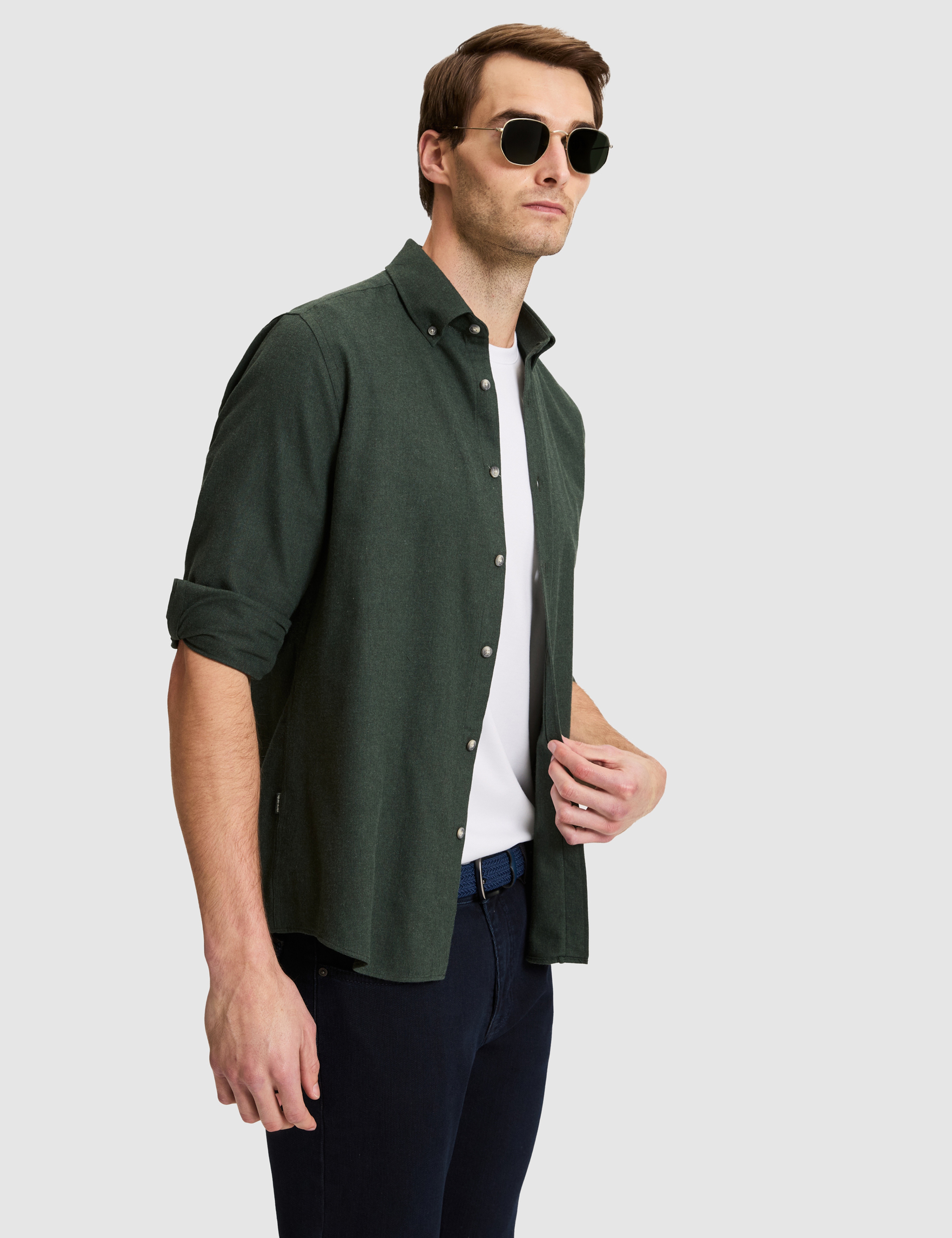 Yeşil Slim Fit Uzun Kollu Gömlek