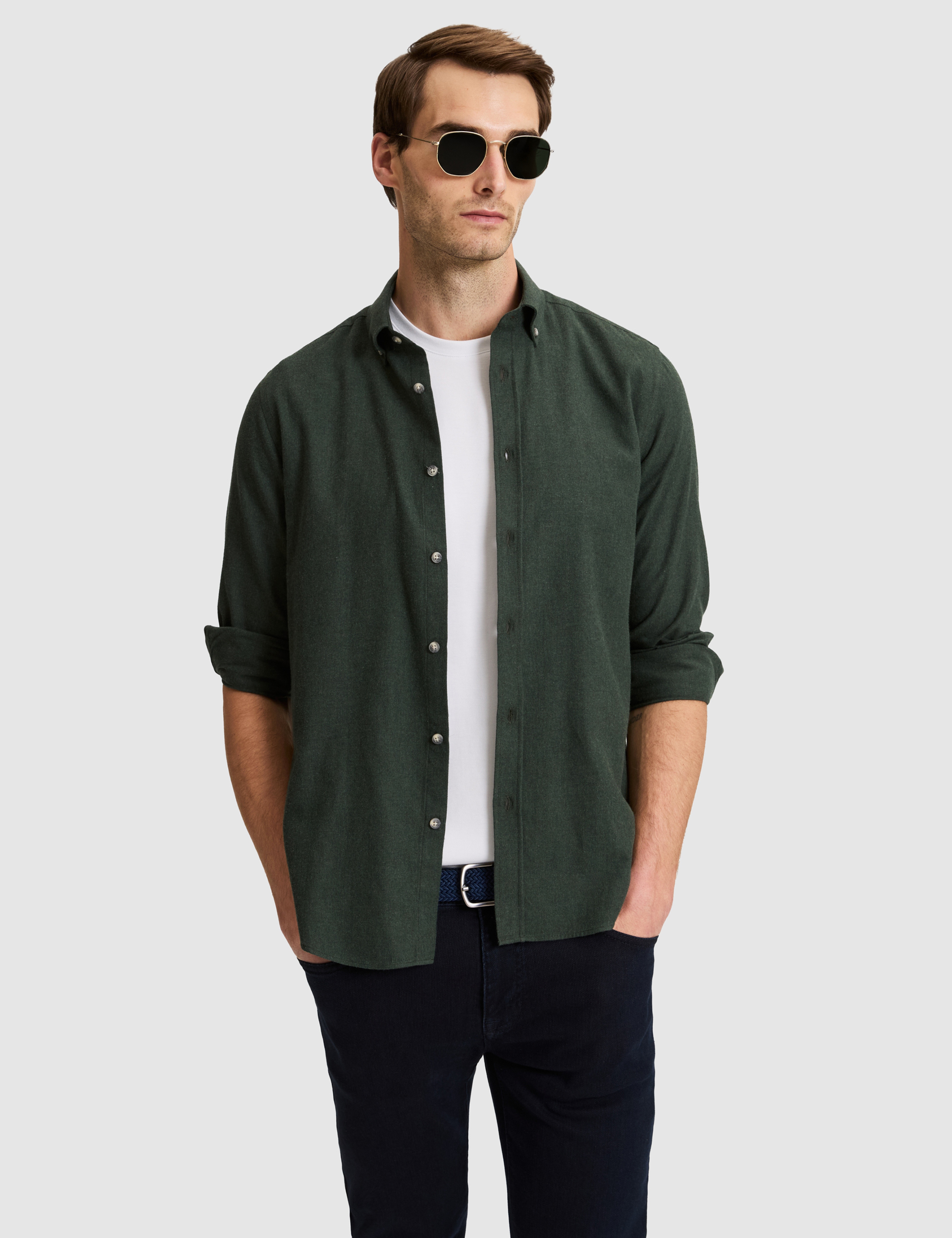 Yeşil Slim Fit Uzun Kollu Gömlek