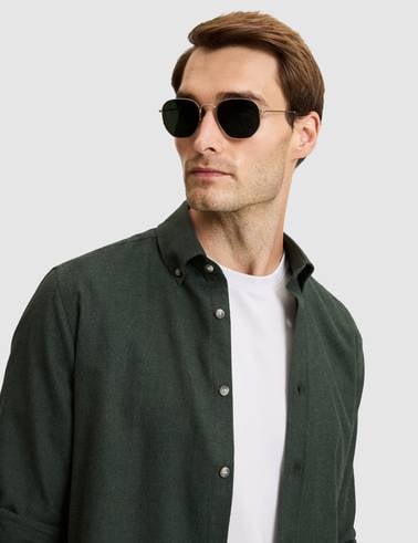 Yeşil Slim Fit Uzun Kollu Gömlek