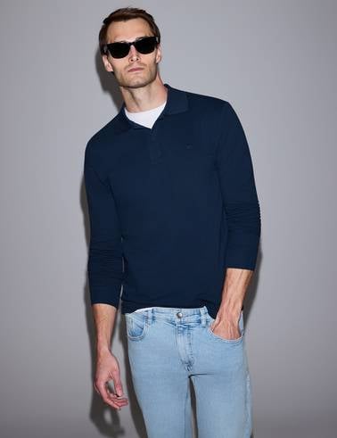 Lacivert Slim Fit Basic Sweatshirt