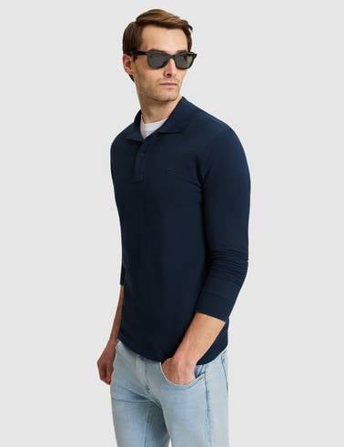 Lacivert Slim Fit Basic Sweatshirt