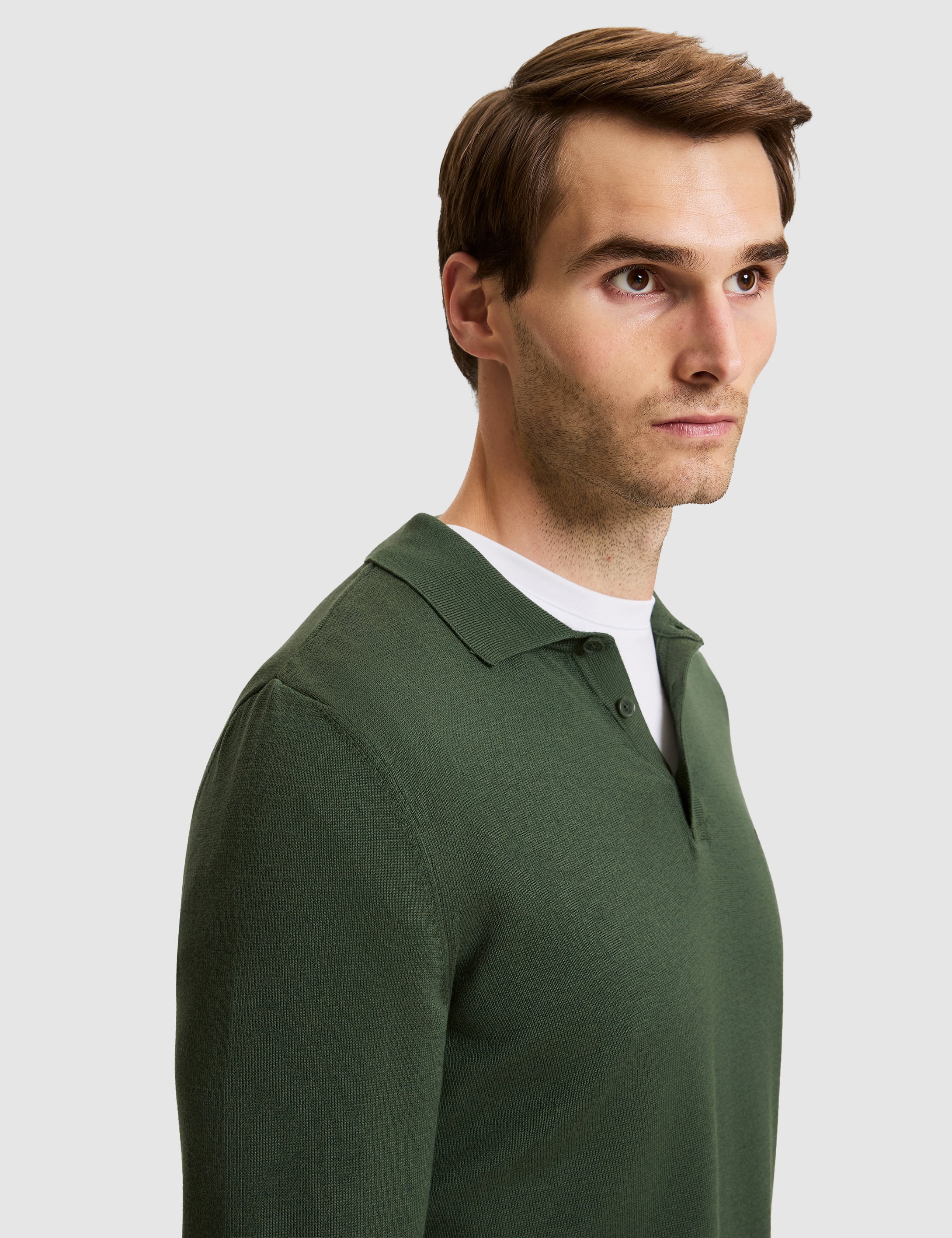 Koyu Haki Slim Fit Basic Kazak - Image 2